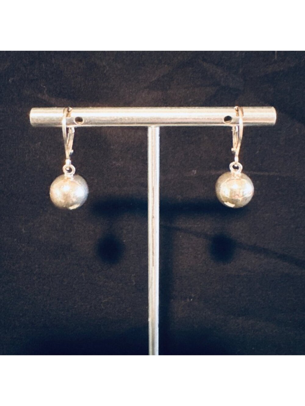 Solid Sterling Silver 925 Ball Beaded Leverback Earrings Size 1" Length